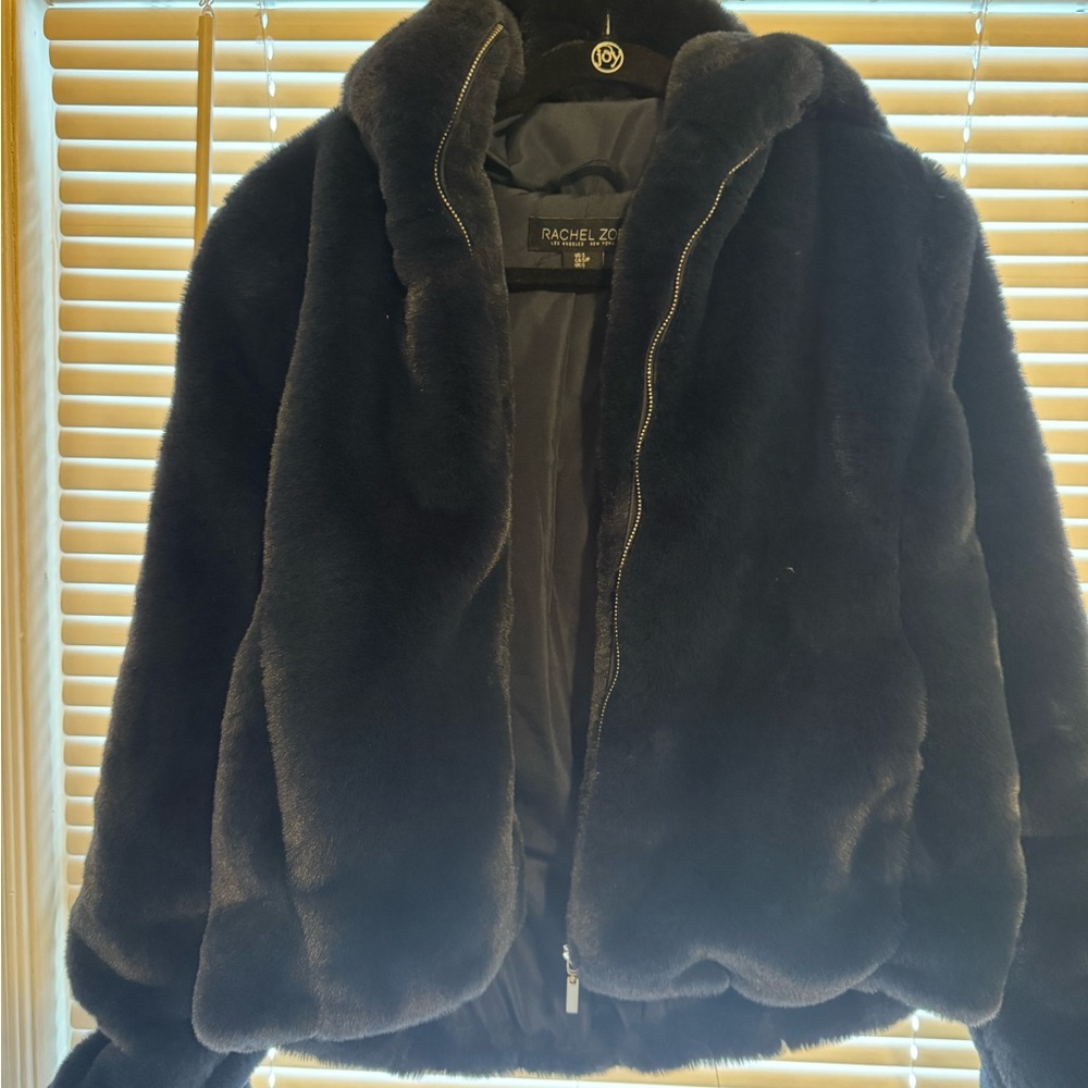 Rachel Navy Zoe Faux Fur Jacket